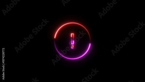 Neon warning sign icon illustration.