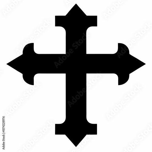 orthodox cross sign vector silhouette black on a white background 