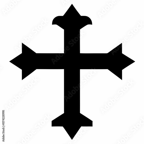 orthodox cross sign vector silhouette black on a white background 