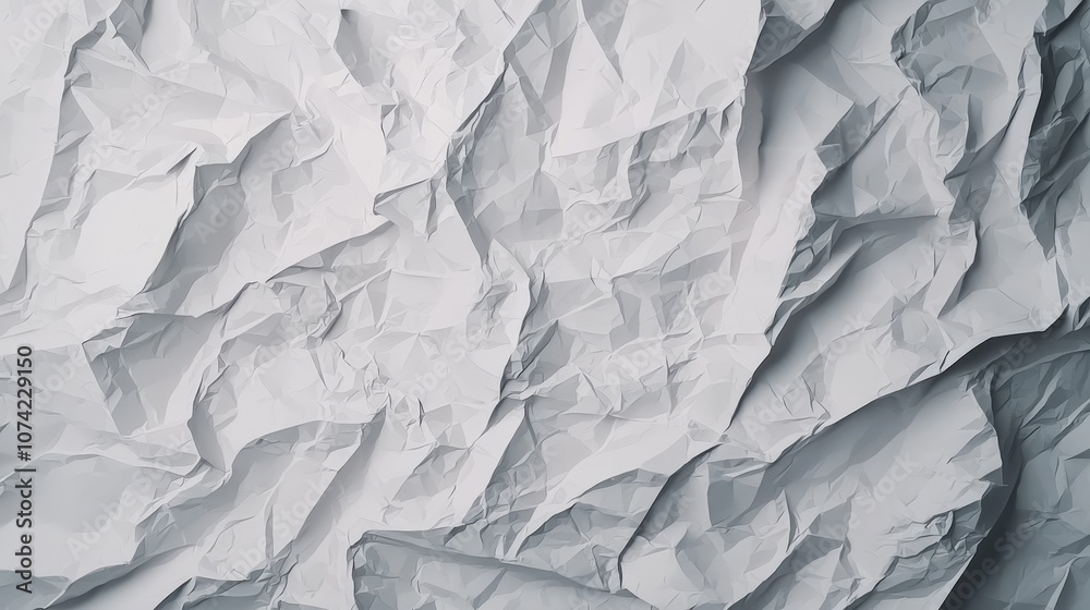 Fototapeta premium Crumpled White Paper Texture Background Abstract Design Element