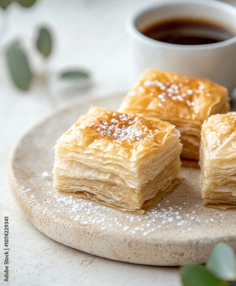 Enjoying Sweet Baklava Cozy Cafe Vibes with Friends Enjoying Sweet Baklava Cozy Cafe Vibes with Friends