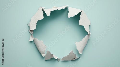 Torn Paper Hole on Blue Background Abstract Texture Design