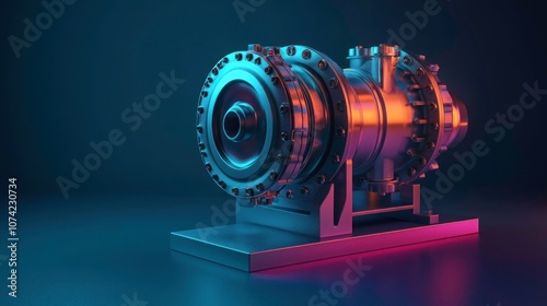Industrial Machine in Neon Lights