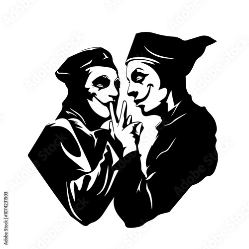 Two jesters facing each other Vector Logo