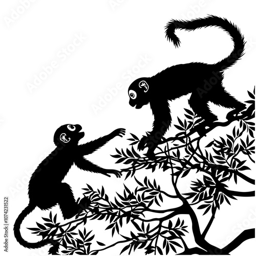 Two monkeys in a tree Vector Logo