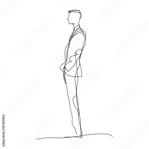 Minimalist Standing Man Outline Side View