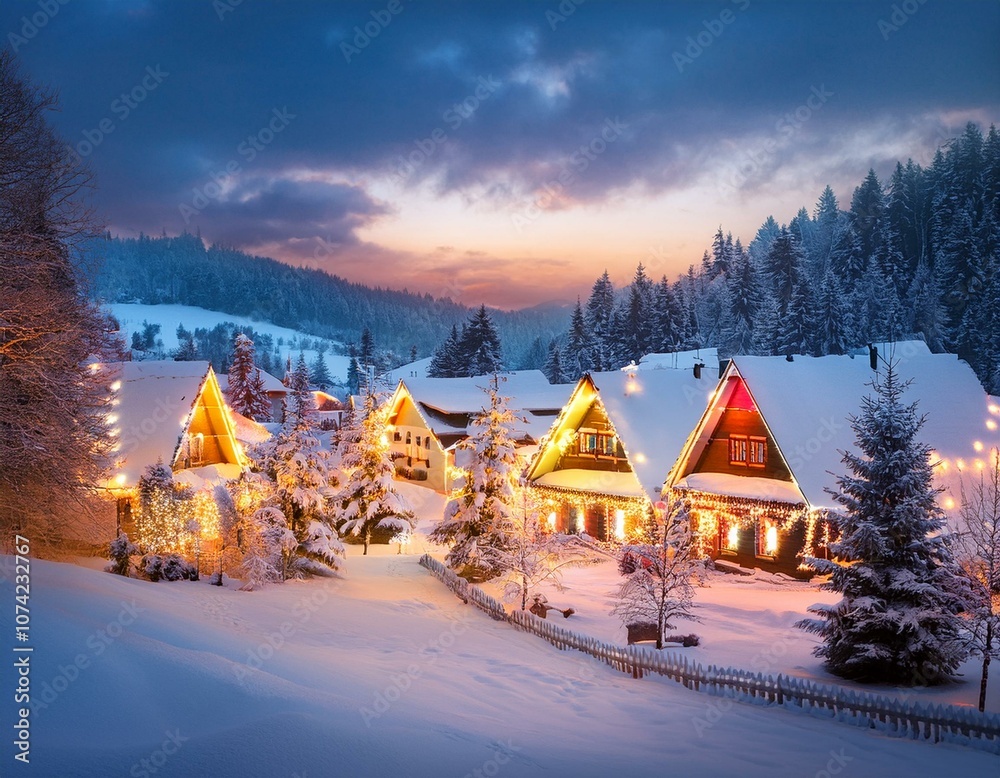 Winter Village with Christmas Lights Winter Village with Christmas Lights
