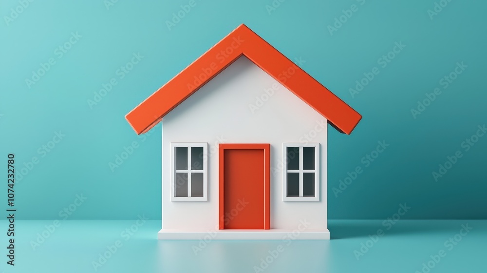 Minimalist 3D House Illustration White and Orange Home Icon Minimalist 3D House Illustration White and Orange Home Icon