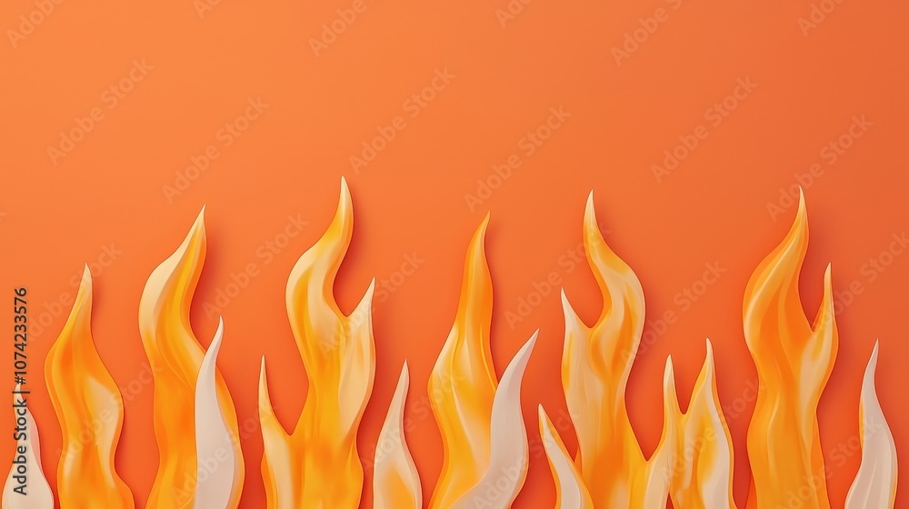 3D Orange and Yellow Flames on Orange Background Abstract Fire Illustration 3D Orange and Yellow Flames on Orange Background Abstract Fire Illustration
