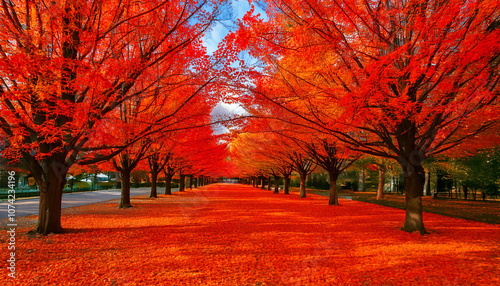 真っ赤なメープルの遊歩道4
