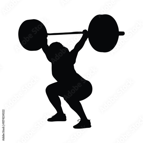 Weight lifting vector silhouette, Gym Fitness Sport action, art vector design