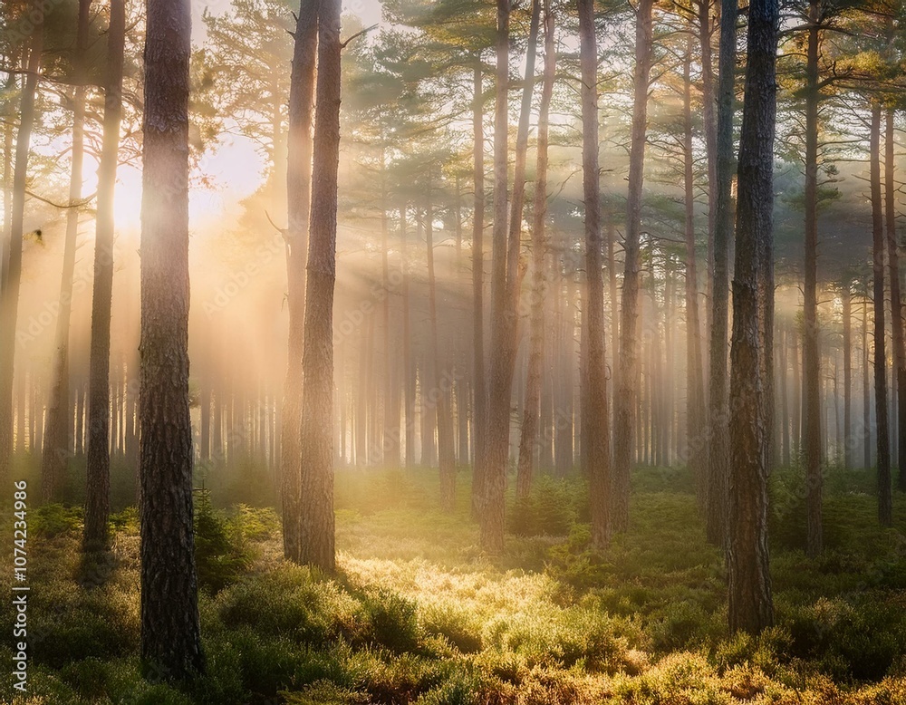Sunlight Through Foggy Trees Sunlight Through Foggy Trees