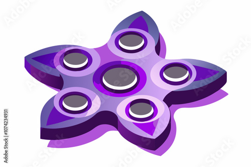 Metal fidget spinner toy isolated on white background vector illustration