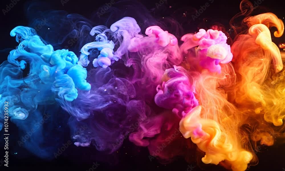 A vibrant swirl of colorful smoke against a dark background, creating a dynamic visual effect. A vibrant swirl of colorful smoke against a dark background, creating a dynamic visual effect.