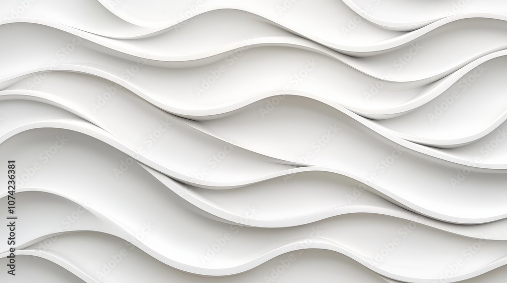 Obraz premium Abstract White Wavy 3D Texture Modern Minimalist Background