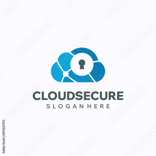 Cloud privacy logo design template. Software security and protection concept. Creative vector symbol.