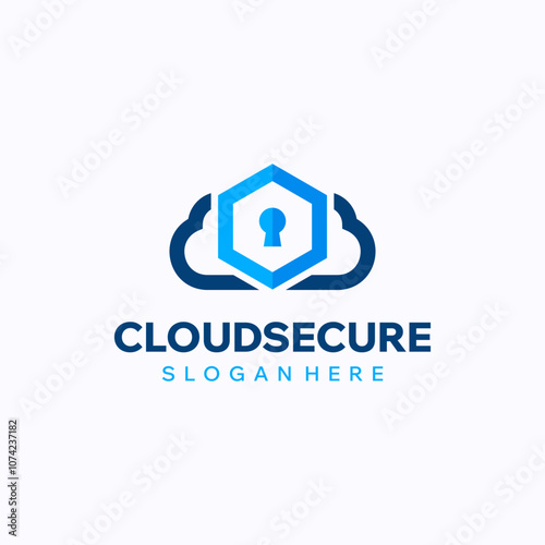 Cloud privacy logo design template. Software security and protection concept. Creative vector symbol.