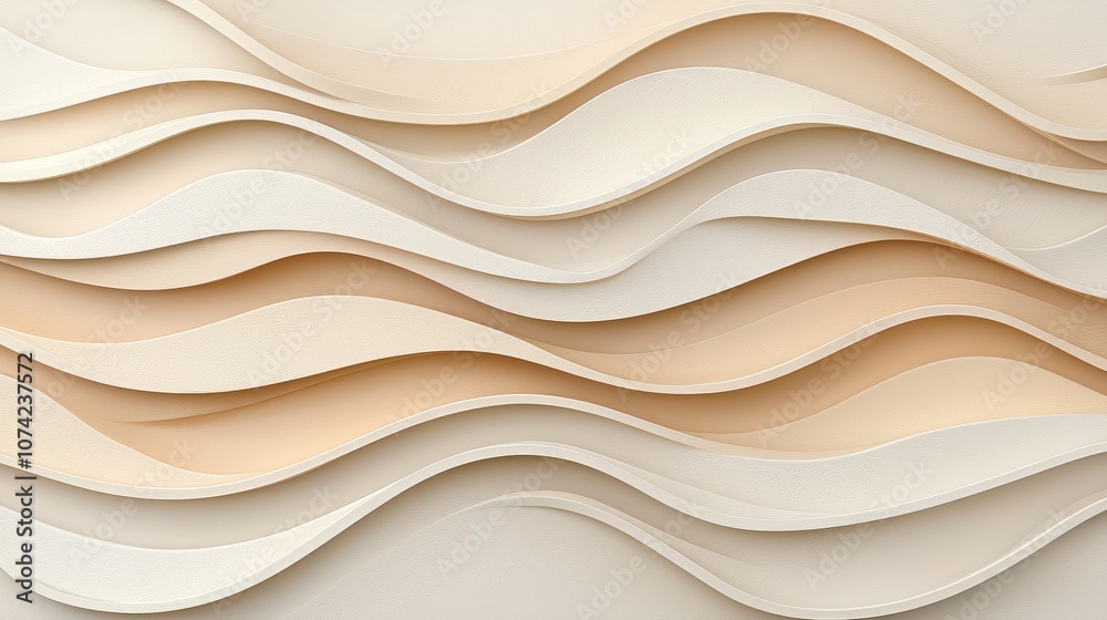 Obraz premium Abstract Beige and White Wave Pattern Background Design