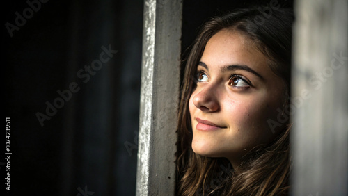 Portrait of a thoughtful woman gazing into the distance