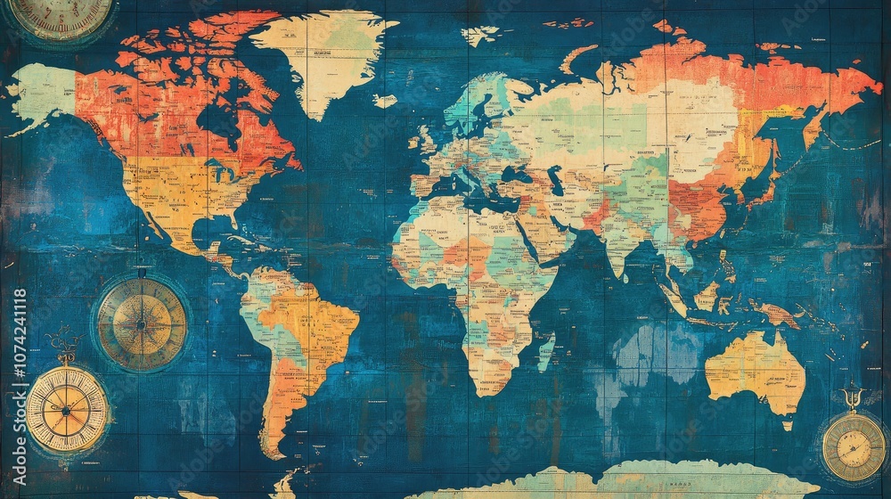 WORLD TIME CLOCK MAP visual data 5