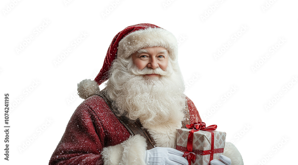 Naklejka premium PNG, Santa Claus and red sack, santa isolated on white background.