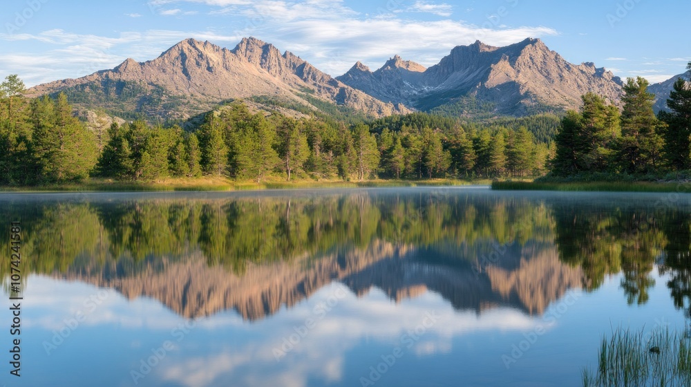 Mountain Range Reflected in a Still Lake Mountain Range Reflected in a Still Lake