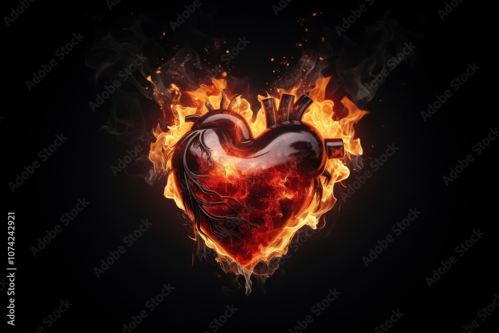 Fototapeta premium Heart fire illuminated creativity.