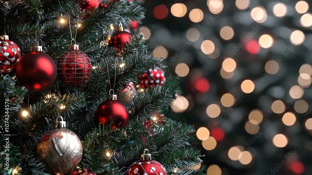 Decorated christmas tree with ornaments and lights, PNG style, transparent background for festive holiday designs Decorated christmas tree with ornaments and lights, PNG style, transparent background for festive holiday designs