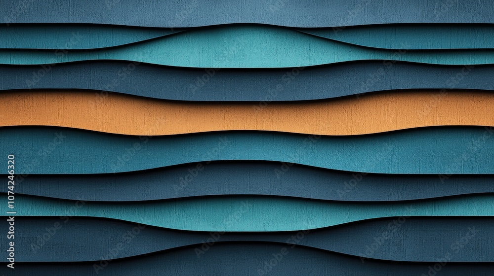 Obraz premium Abstract Blue and Orange Wavy Lines 3D Background Graphic Design Element