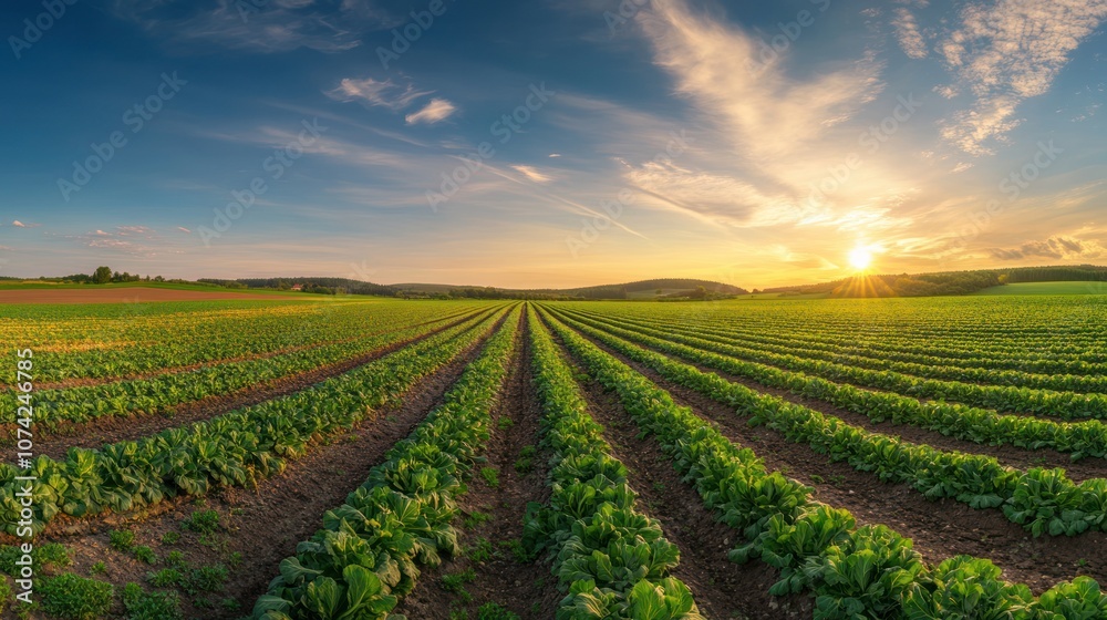 Sunset Over a Field of Crops Sunset Over a Field of Crops