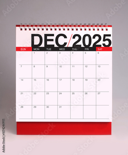 December 2025 desk calendar