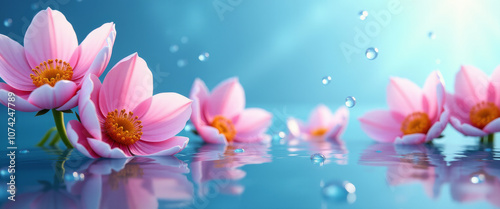 Beautiful pink flower in the water, background wallpaper