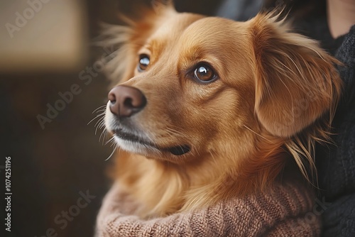 Golden Dog Portrait Adorable Fur, Gentle Gaze and Trusting Amber Eyes