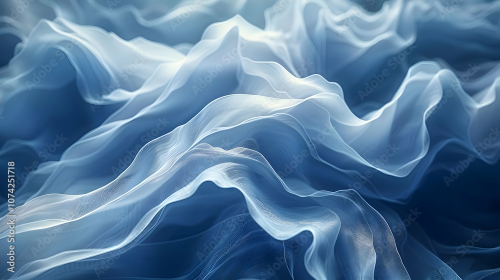 Obraz premium Abstract Blue Wavy Lines Background Illustration