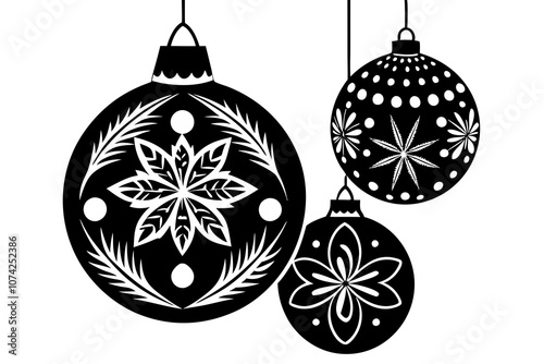 Christmas ornaments in various shapes and colors, perfect for holiday decorations. Each ornament features intricate designs and festive details, adding a touch of elegance to any Christmas tree.