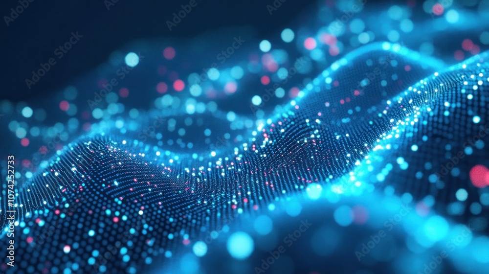 Abstract representation of digital waves with glowing particles. Abstract representation of digital waves with glowing particles.
