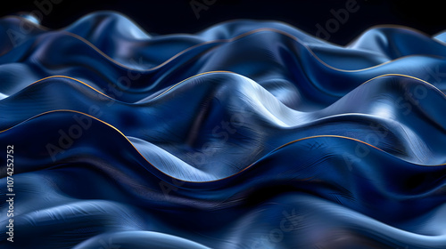 Abstract 3D Background with Wavy Blue and Gold