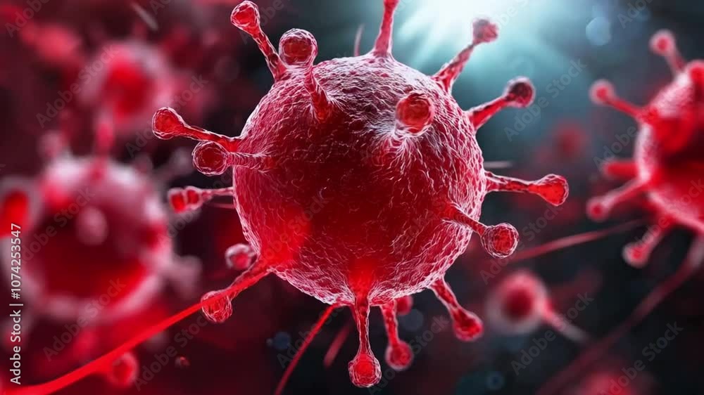 Microscopic Biology of Red Virus Pathogen Infection Structure and ...