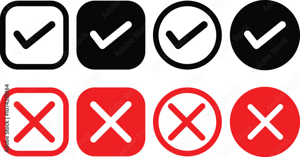 check mark icon button set. check box icon with right and wrong buttons and yes or no checkmark icons in green tick box and red cross. Checkmark right symbol tick sign
check mark icon button set. check box icon with right and wrong buttons and yes or no checkmark icons in green tick box and red cross. Checkmark right symbol tick sign