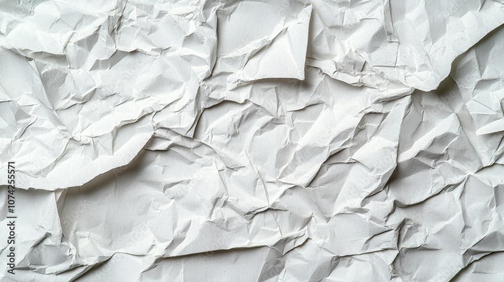 Crumpled White Paper Texture   Abstract Background  Design  Art  Craft
