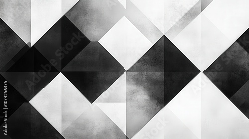 Monochrome Geometric Pattern with Triangles and Clouds for Abstract Background Design, Suitable for Creative Projects and Modern Aesthetics