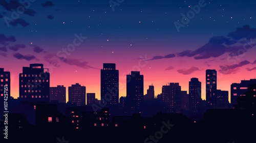 City silhouette at dusk