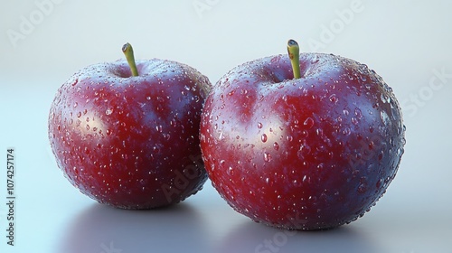 Ripe Plum with a Slight Sheen Isolated on a Soft Gradient Background Perfect for Food Advertisements and Organic Product Promotions photo