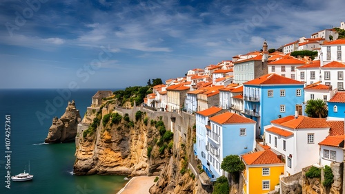 Portugal a charming coastal village with colorful buildings narrow cobblestone streets, Ai Generated photo