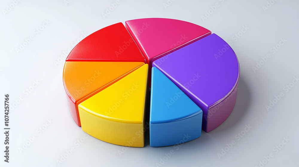 Fototapeta premium digital screen displays a detailed pie chart, symbolizing data analysis, business strategy, and decision-making. The chart's vibrant colors and segmented design convey growth, balance, and financial i