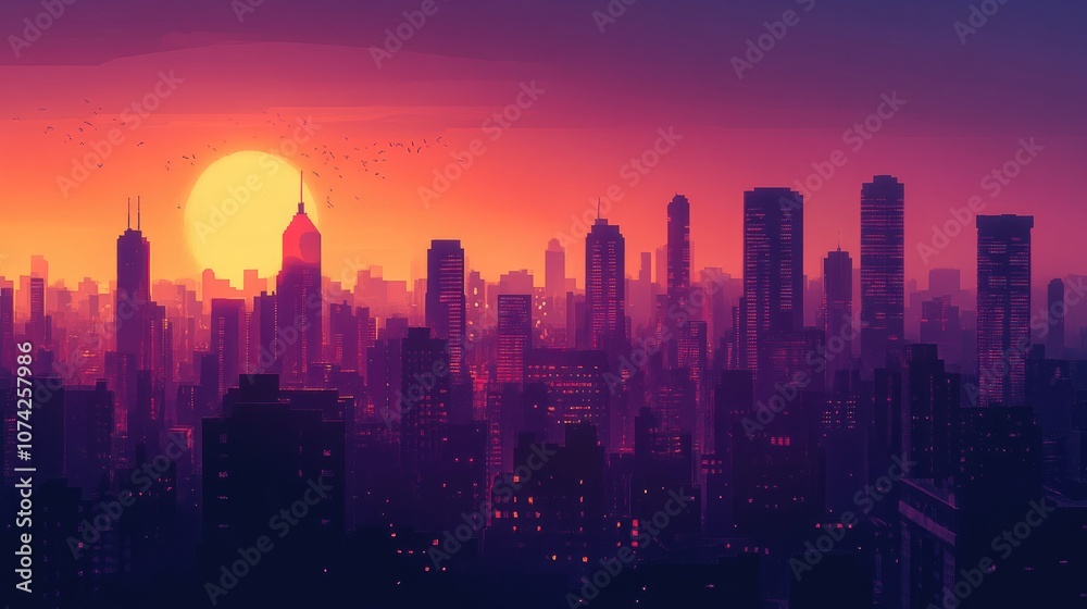 Fototapeta premium City silhouette at dusk