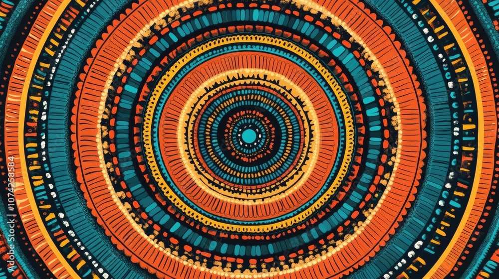 Fototapeta premium Vibrant circular ethnic design pattern Suitable for creative projects