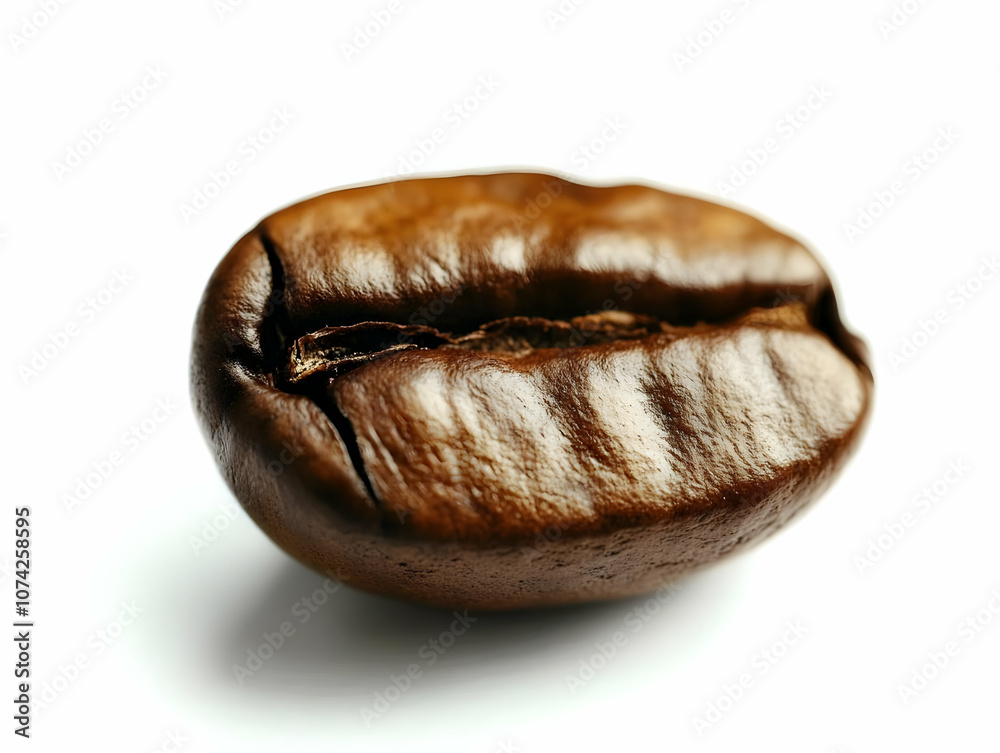 Close-up view of a single roasted coffee bean showcasing its rich texture and dark color. Close-up view of a single roasted coffee bean showcasing its rich texture and dark color.