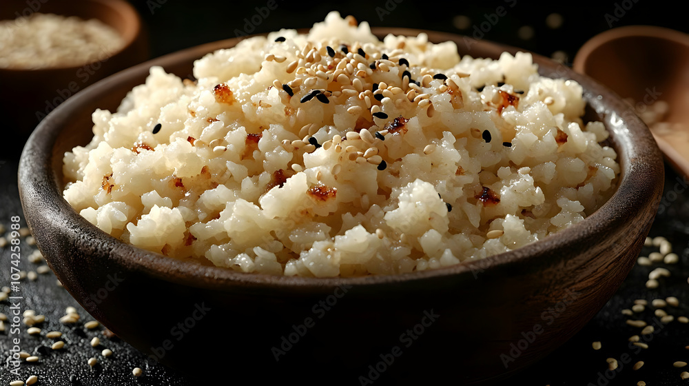Delicious bowl of seasoned grains, perfect for a healthy meal or as a side dish to complement your menu. Delicious bowl of seasoned grains, perfect for a healthy meal or as a side dish to complement your menu.