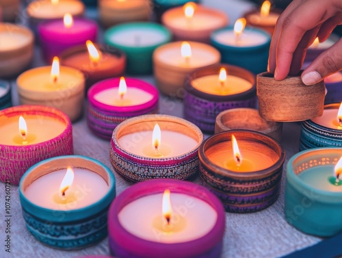A vibrant display of candles illuminating a serene atmosphere.